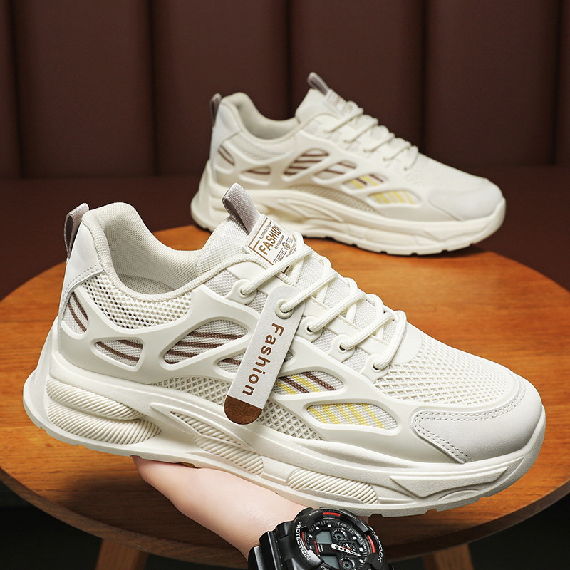New men's shoes for Spring 2024: Breathable mesh shoes, men's trendy and versatile thick-soled sports shoes, casual dad trendy shoes full figure