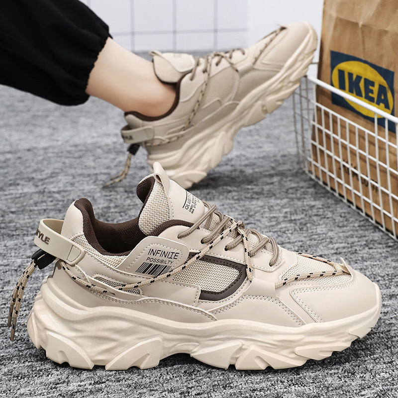 New breathable mesh shoes for men in summer, Korean style trendy and versatile black sports shoes, casual dad trendy shoes details Picture