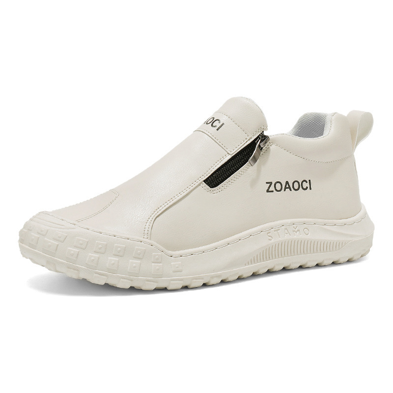 Spring new men's shoes: Breathable one-step white shoes, men's anti-slip and wear-resistant sports casual board shoes, work safety shoes for men Item Picture