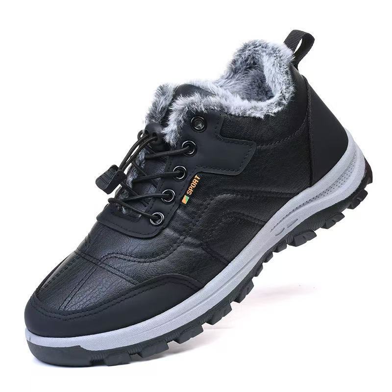 New winter cotton shoes for men, large-sized cotton boots for middle-aged and elderly men and women, with added fleece and thickened, outdoor sports snow boots Item Picture