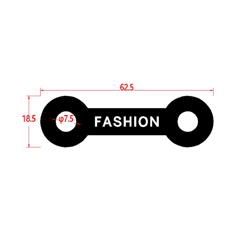 The two-hole leather buckle with wear-resistant imitation leather can be printed with patterns and logos. It is a black pu rope buckle and leather label for mobile phone lanyard accessories Specification drawing