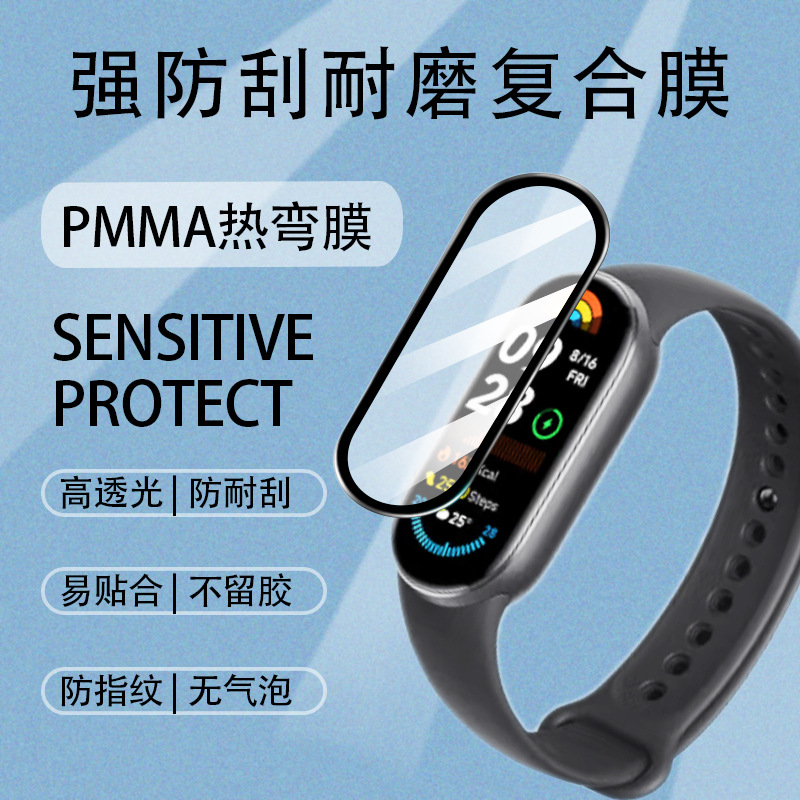 Suitable for the full-screen TPU water condensation protection soft film of Mi Band 9/8NFC version with composite heat-bent film for Mi Band 9 details Picture