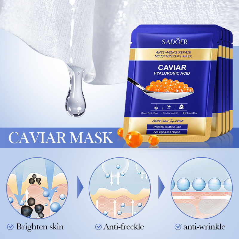 Cross-border wholesale of SADOER caviar hyaluronic acid anti-wrinkle Repair Facial mask in English Application Scenario
