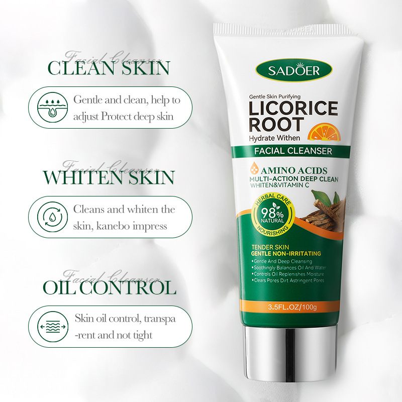 Cross-border export wholesale of SADOER licorice amino Acid Hydrating Whitening Facial Cleanser and Brightening Facial Cleanser details Picture