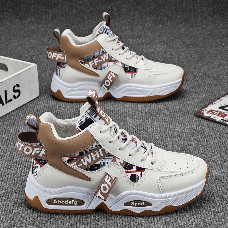 New men's shoes for Spring 2025: Breathable high-top sports shoes, men's trendy and versatile thick-soled casual dad shoes full figure