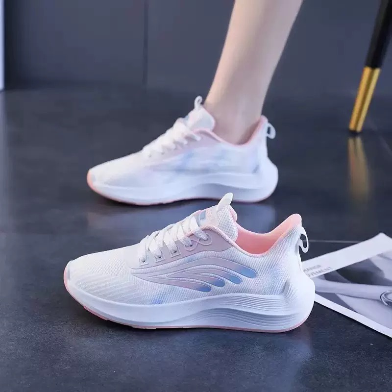 Women's sports shoes 2025 new style fashionable Korean style trendy flying woven breathable and versatile lightweight running shoes wholesale export version Specification drawing