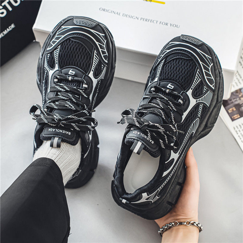 New breathable mesh sports shoes for men in summer, Korean style trendy and versatile thick-soled casual running dad shoes details Picture