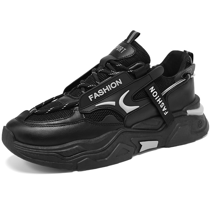 New breathable mesh white sneakers for men's shoes in autumn are trendy and versatile. Men's black sports shoes are casual and trendy dad shoes Item Picture