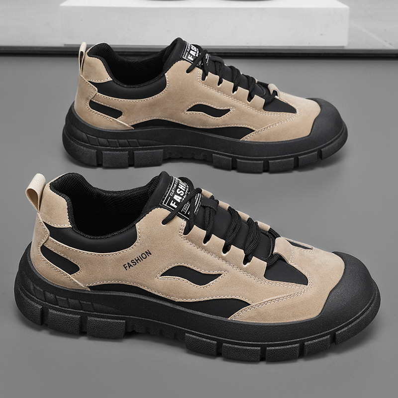 Spring new men's hiking shoes, breathable, anti-slip and wear-resistant work shoes for construction sites, sports, casual and labor protection shoes for men full figure