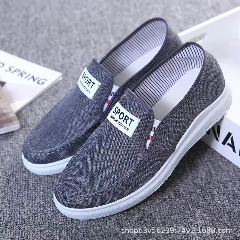 Spring and Autumn light old Beijing board shoes, men's denim canvas single shoes, one foot to wear men's student shoes, casual and comfortable Specification drawing