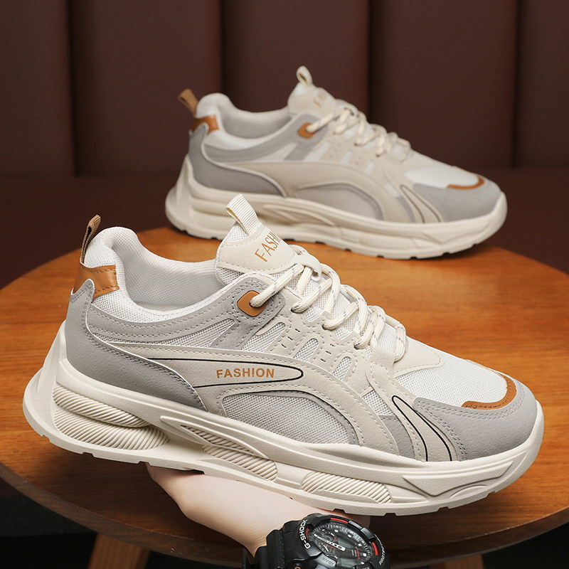 New breathable mesh shoes for men in spring, Korean style trendy and versatile thick-soled sports shoes, casual dad trendy shoes details Picture