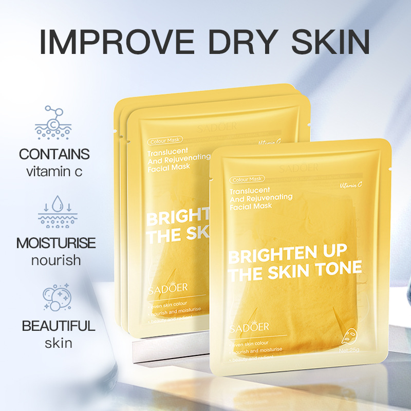 Cross-border export wholesale of SADOER Vitamin C Brightening and Rejuvenating Facial Mask, Moisturizing and Hydrating Color Mask details Picture