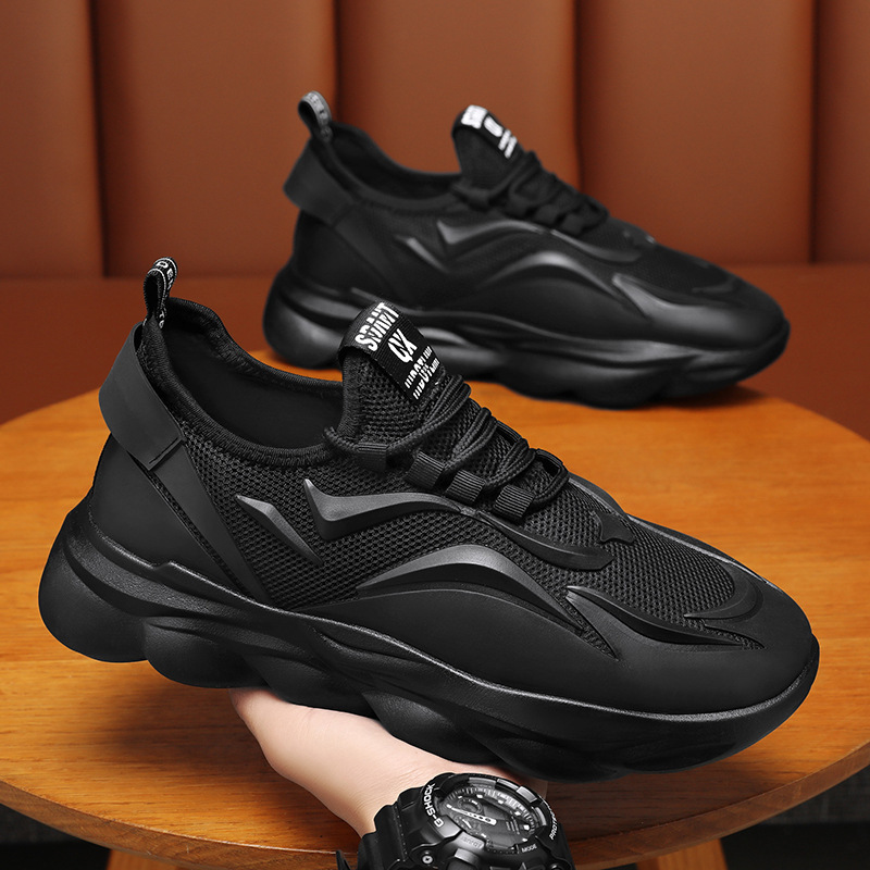 New breathable mesh shoes for men in summer, Korean style trendy and versatile height-increasing sports shoes, casual dad shoes for men Specification drawing