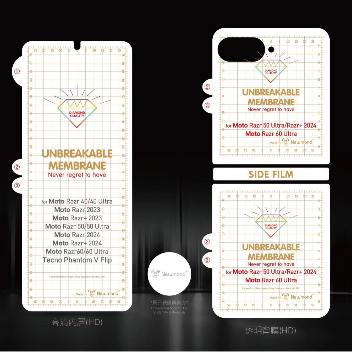 Suitable for MotoRazr40, Razr50, Razr60Ultra Diamond invisible film, high-definition matte front and back films details Picture