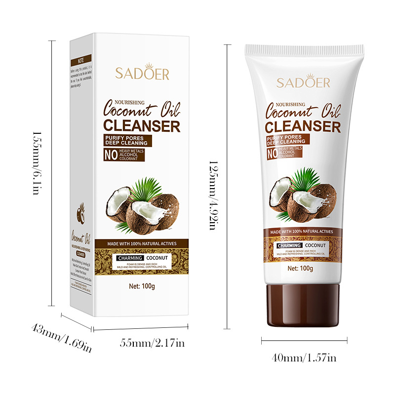 All-english SADOER coconut Oil Moisturizing and Cleansing Facial Cleanser for pore-cleaning cross-border export wholesale Item Picture