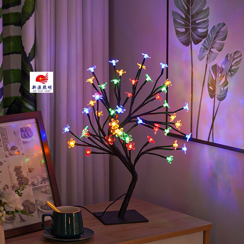 彩灯led樱花灯树灯玫瑰花枫叶光纤花装饰礼物小夜灯