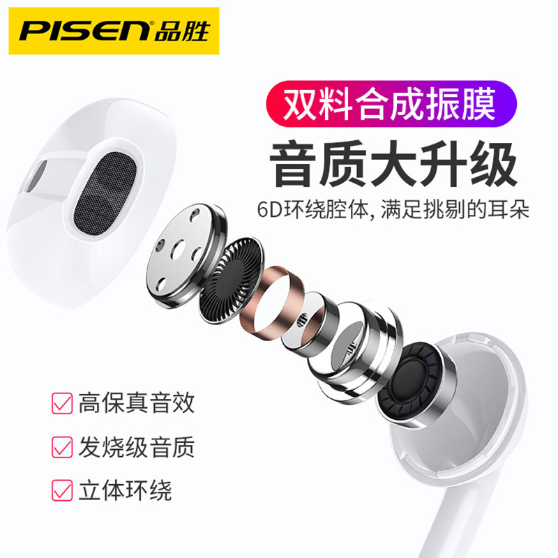 The Pisen in-ear headphones are suitable for the iPhone 5s6s/7/8/11max line control 12Pro with microphone and high sound quality details Picture