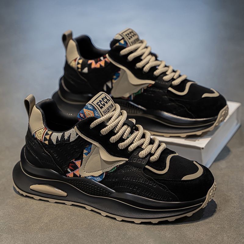 Spring Men's shoes 2025 New breathable shoes, men's trendy and versatile thick-soled sports shoes, casual running dad trendy shoes full figure