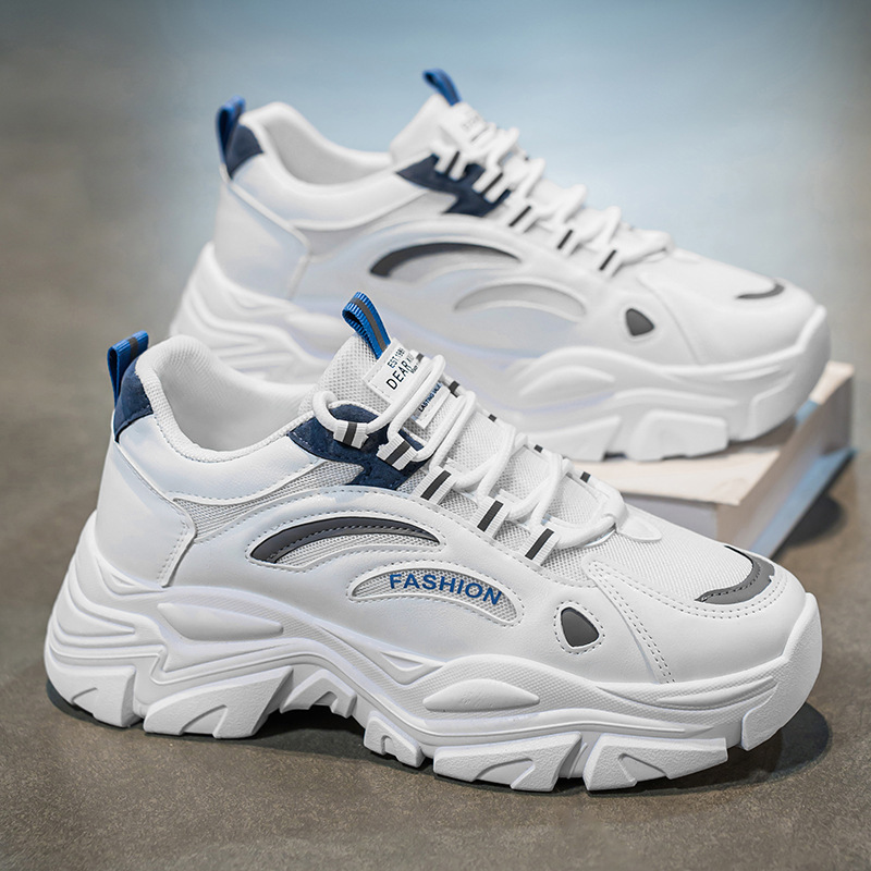 Dad shoes, men's summer new breathable mesh shoes, men's trendy and versatile thick-soled white sneakers, casual sports shoes full figure