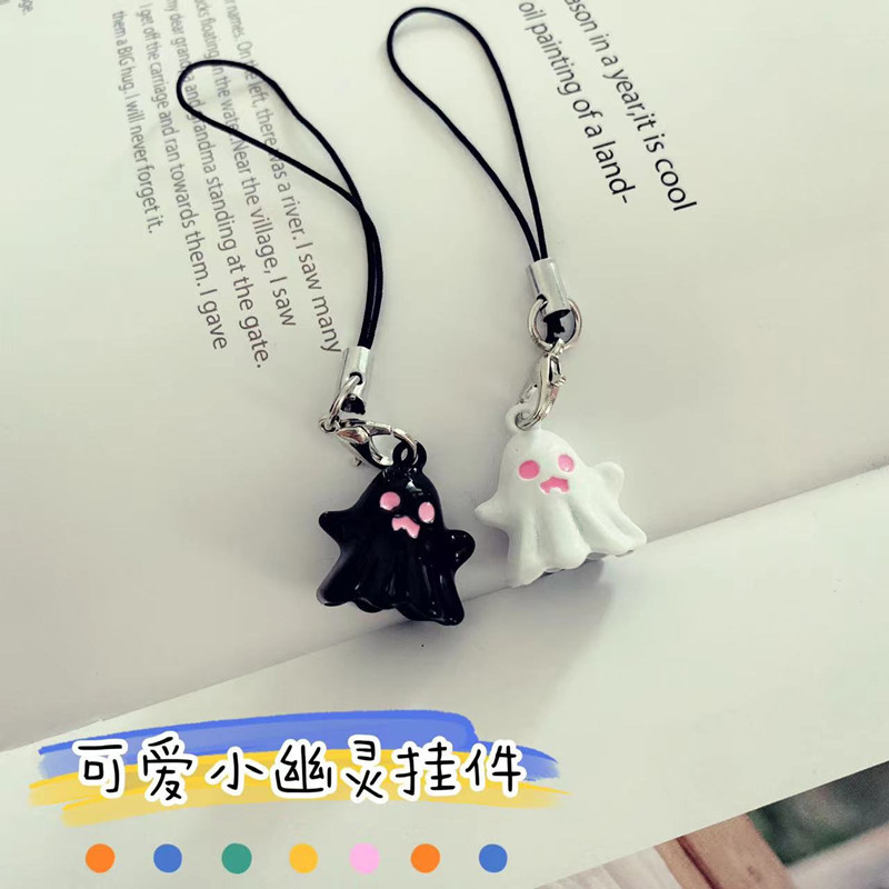Ins-style cartoon cute 3D ghost phone pendant, USB flash drive pendant, personalized lanyard, anti-loss Halloween gift full figure