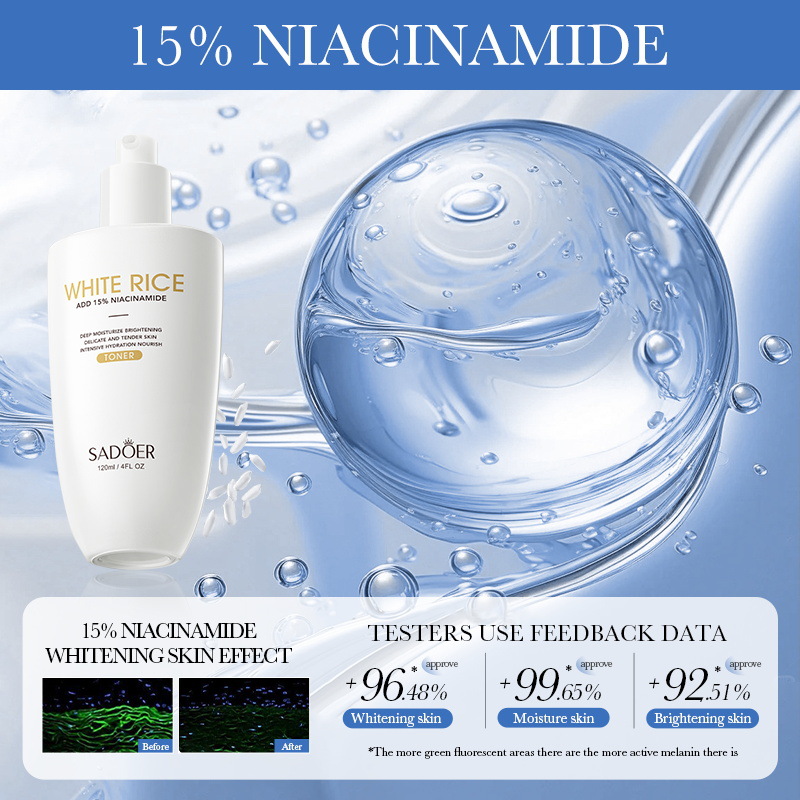 SADOER White Rice Nicotinamide Brightening Toner Hydrating Moisturizing Water Cross-border export wholesale Specification drawing