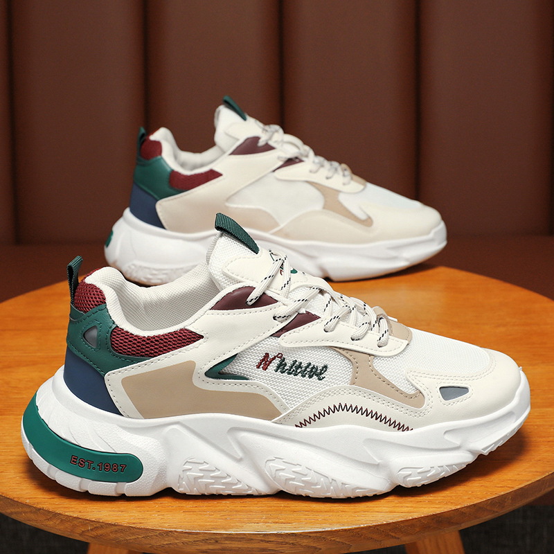 New men's shoes for spring: Breathable mesh shoes, trendy and versatile men's thick-soled sports shoes, casual dad shoes, and trendy shoes details Picture