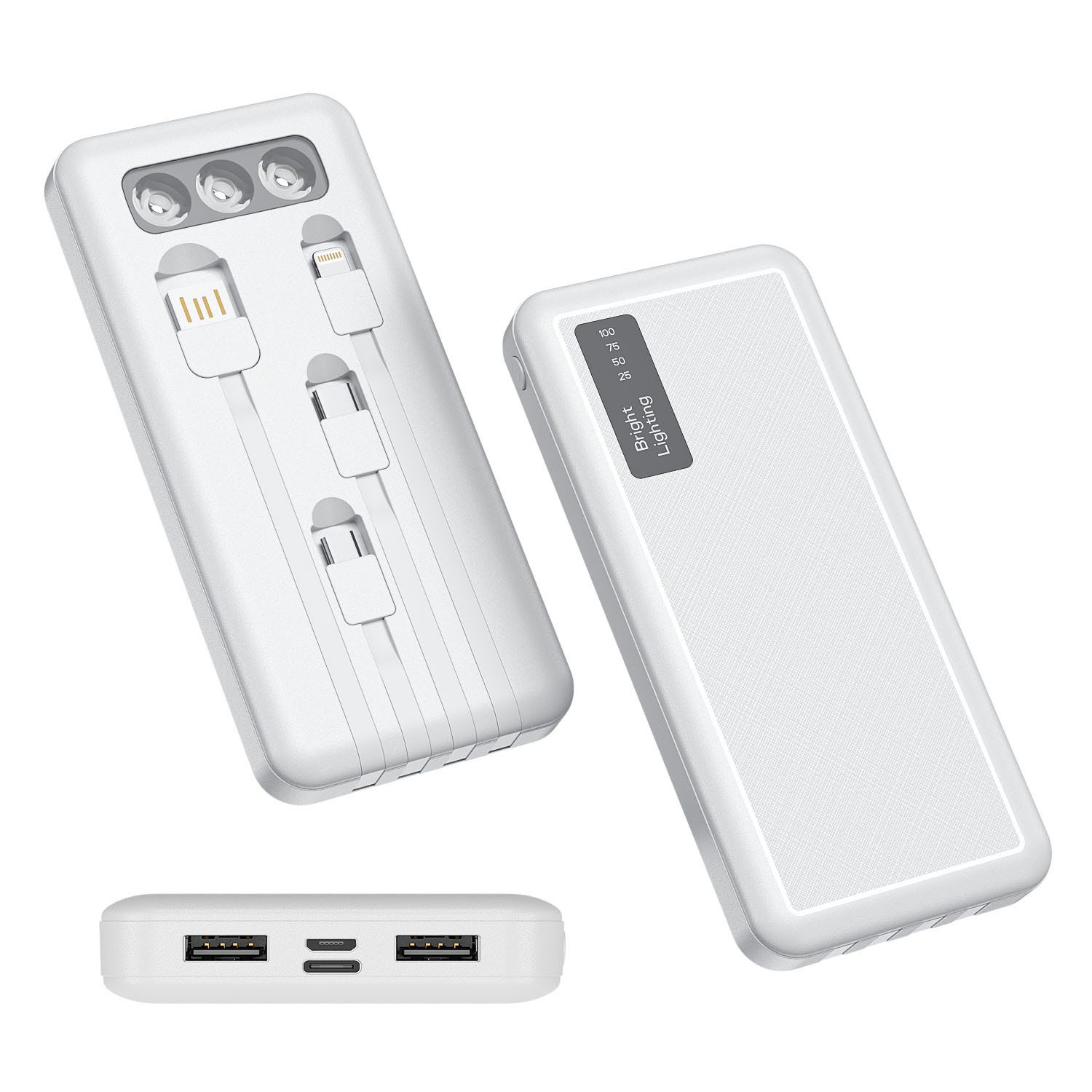 New 10,000 mah gift power bank for mobile phones with built-in cables, printed logo, large-capacity mobile power supply details Picture
