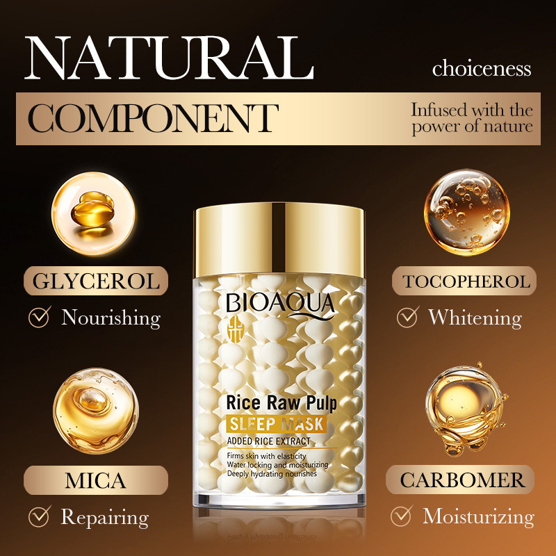All-english BIOAOUA Rice Puree Nourishing Sleep Mask and Moisturizing Cream Cross-border export wholesale Specification drawing