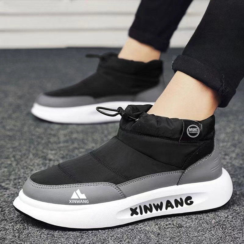 Men's snow boots 2024 Winter new style fleece, thickened and warm fleece men's cotton shoes, men wearing cotton boots on one foot full figure