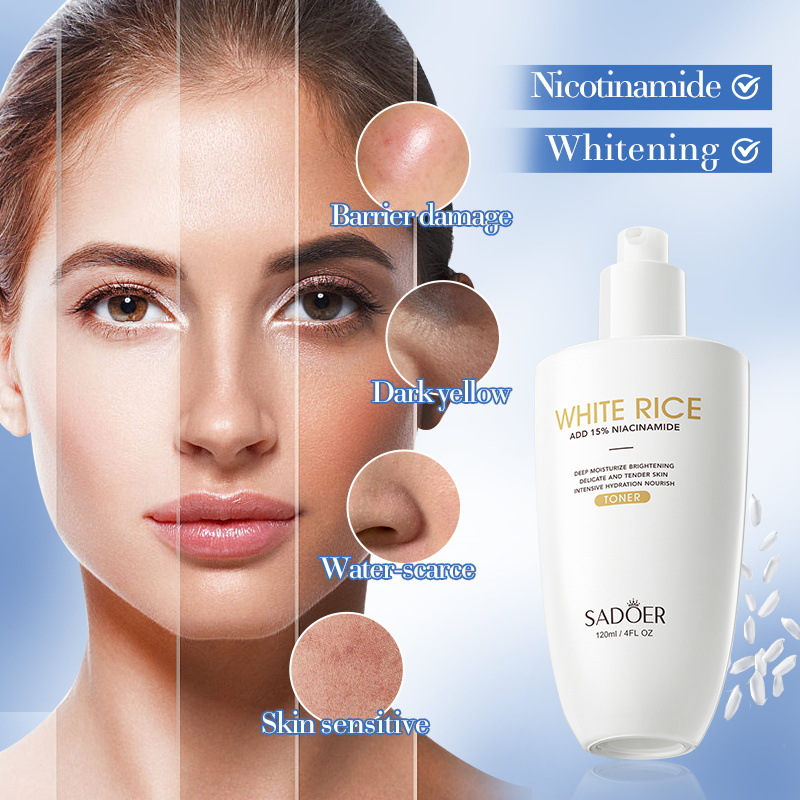 SADOER White Rice Nicotinamide Brightening Toner Hydrating Moisturizing Water Cross-border export wholesale details Picture