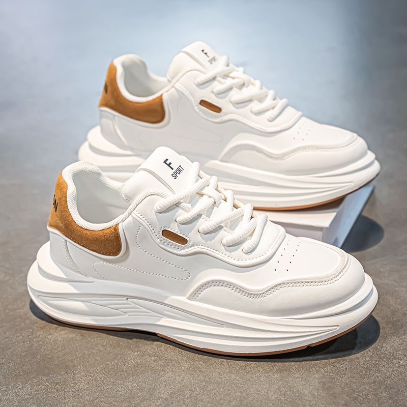New men's shoes for Spring 2025: Breathable white sneakers, men's trendy and versatile thick-soled sports shoes, casual dad trendy shoes details Picture