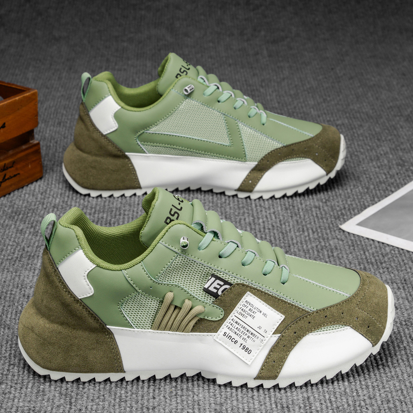 Men's summer breathable and versatile shoes: one-step sports shoes, casual board shoes, running thick-soled insole height-increasing dad shoes, trendy shoes Specification drawing