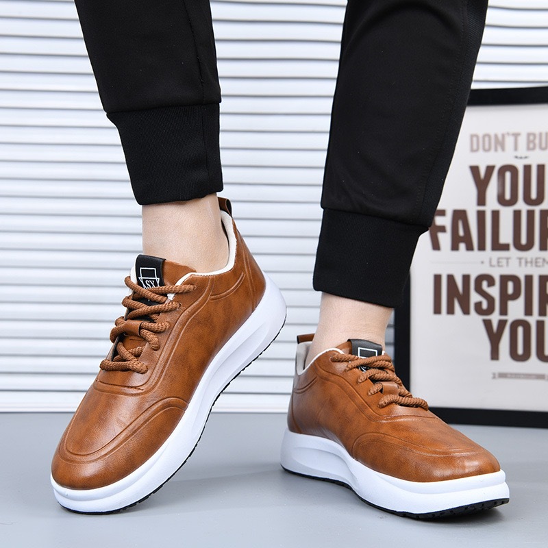 Men's lace-up waterproof casual leather shoes, solid color, light opening, soft sole, soft upper, low-top men's single shoes for export wholesale full figure