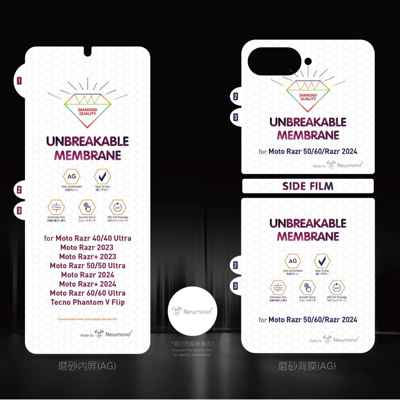 Suitable for MotoRazr40, Razr50, Razr60Ultra Diamond invisible film, high-definition matte front and back films Application Scenario