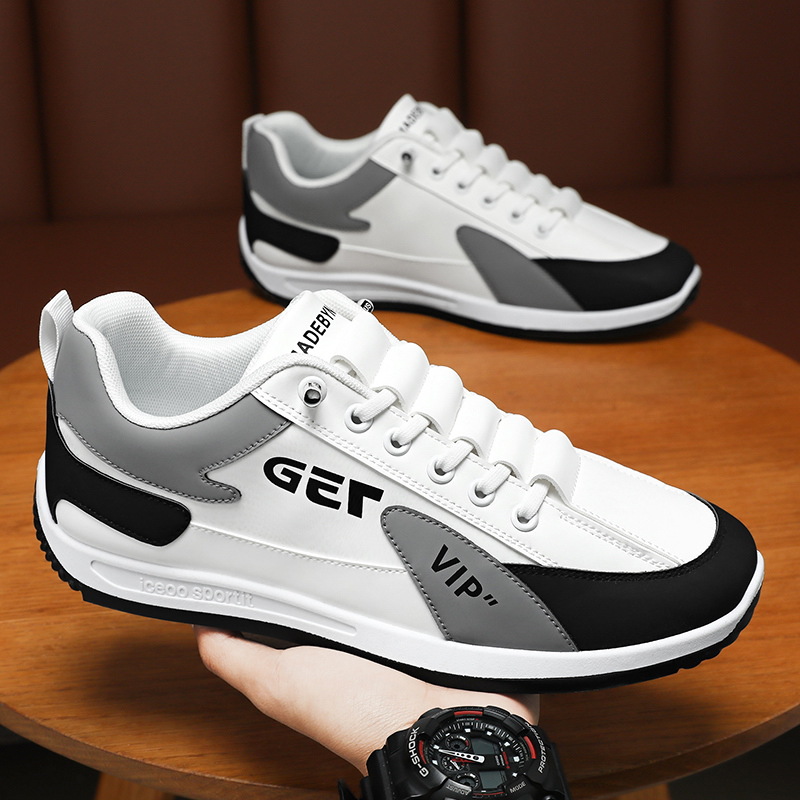 New breathable leather shoes for men in spring, trendy, versatile, anti-slip, sporty, casual, running and dad style shoes details Picture