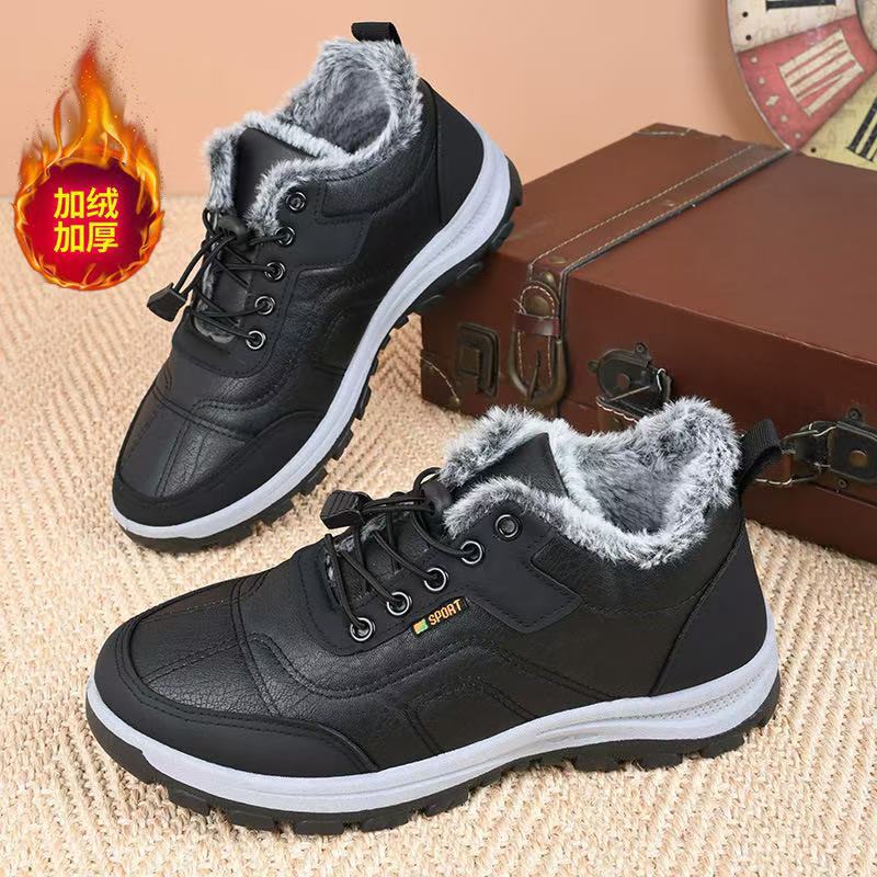 New winter cotton shoes for men, large-sized cotton boots for middle-aged and elderly men and women, with added fleece and thickened, outdoor sports snow boots Application Scenario