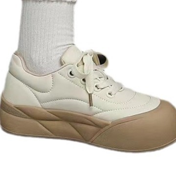 Thick-soled breaded shoes, new autumn/winter 2024, niche, cute and ugly shoes, Instagram women's versatile and fashionable white sneakers, casual shoe trend Item Picture