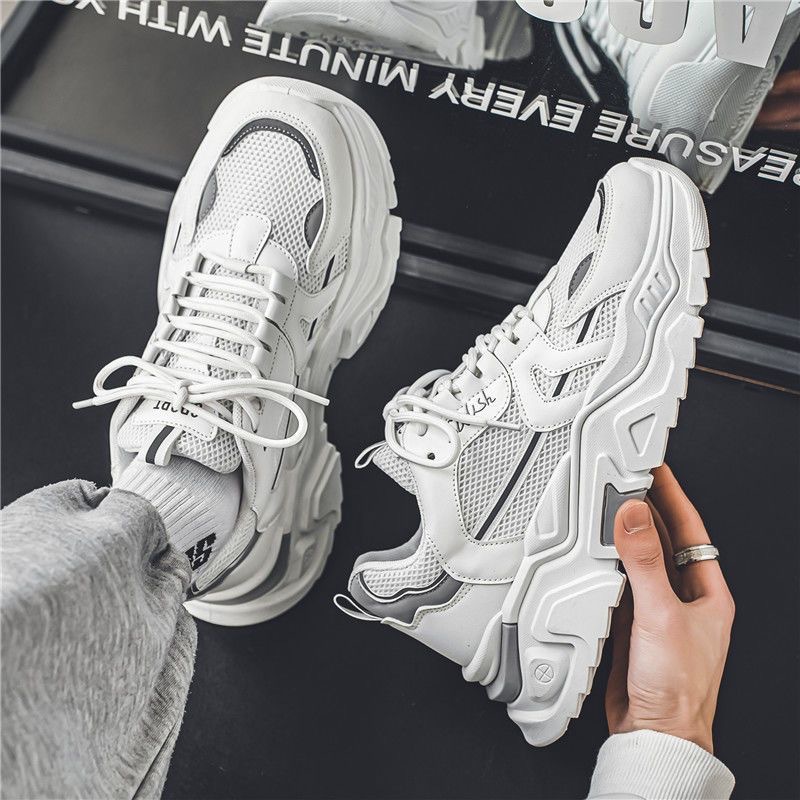 New breathable mesh shoes for men in summer, trendy and versatile insole height-increasing sports shoes, casual dad shoes for men full figure