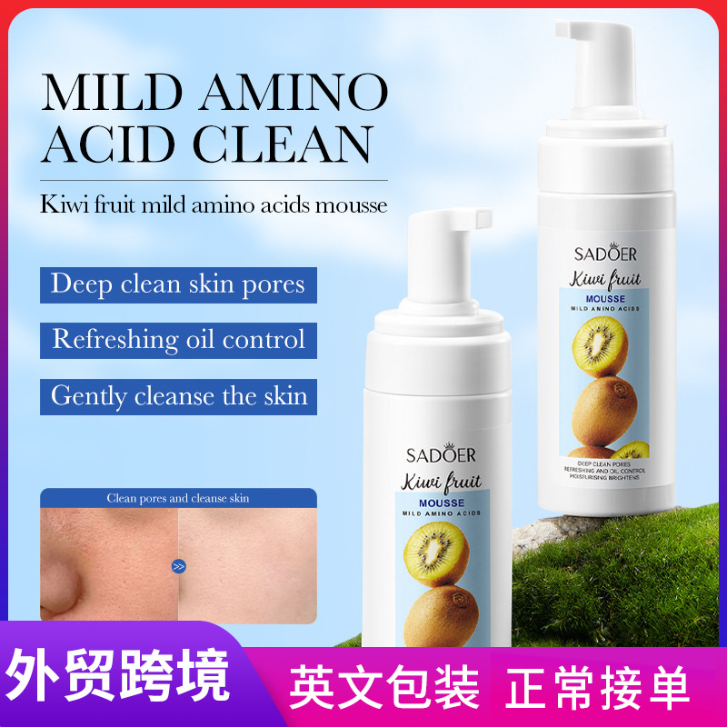 Cross-border export wholesale of SADOER kiwi amino acid Cleansing mousse and foaming facial Cleanser in full English full figure