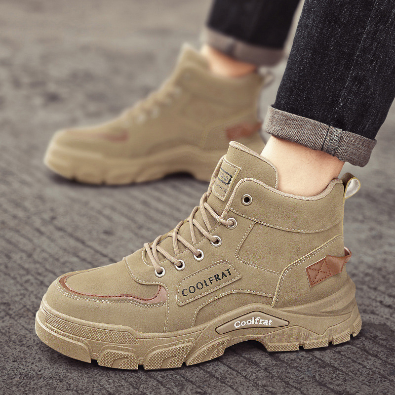 New men's shoes for autumn: High-top Dr. Martens boots, trendy and versatile for men, thick-soled work shoes, casual short boots, and safety shoes for men Application Scenario