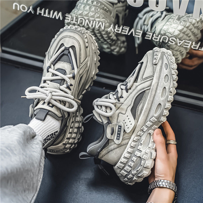New breathable mesh surface youth sports shoes for men in spring, trendy and versatile, thick-soled dad shoes with tire soles for men Specification drawing