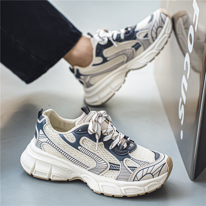 New breathable mesh sports shoes for men in summer, Korean style trendy and versatile thick-soled casual running dad shoes Application Scenario