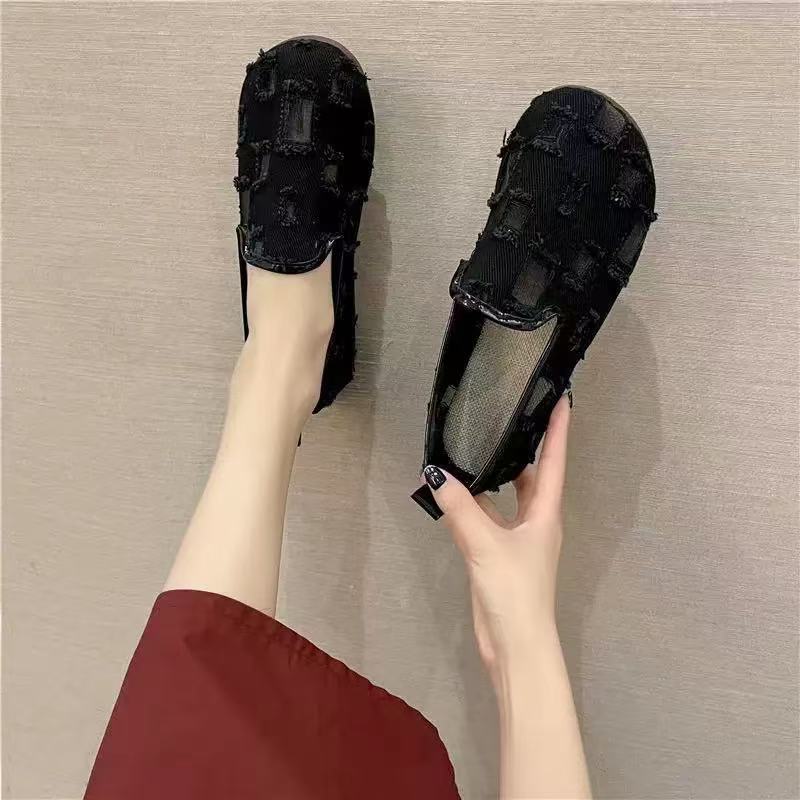 Spring/Summer 2025 breathable soft-soled casual women's shoes, one-step women's shoes, versatile net shoes, fashionable shoes for lazy women Specification drawing