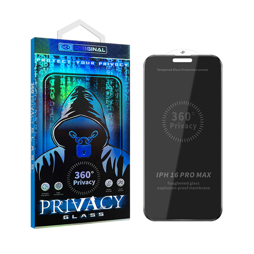 Suitable for Apple 16promax, 360-degree anti-peeping tempered film on top, bottom, left and right, 15pro, and four-sided anti-peeping film 14pro Item Picture