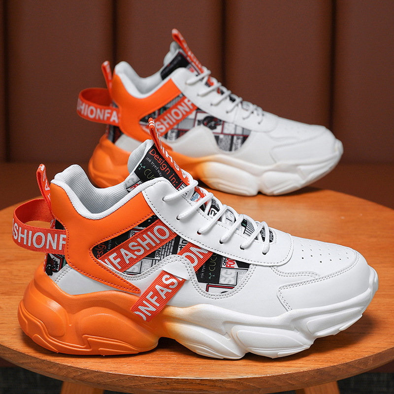 New breathable high-top sports shoes for men in spring, trendy and versatile insole height-increasing casual running dad shoes for men Specification drawing