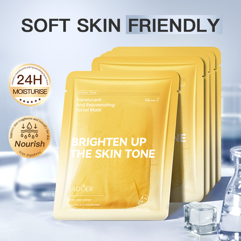 Cross-border export wholesale of SADOER Vitamin C Brightening and Rejuvenating Facial Mask, Moisturizing and Hydrating Color Mask full figure