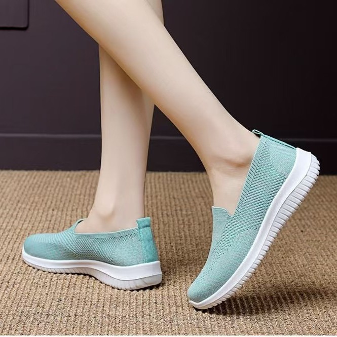 2024 Spring and Autumn New style Old Beijing cloth shoes Women's flying woven breathable sports and casual walking shoes, anti-slip soft-soled running shoes Specification drawing