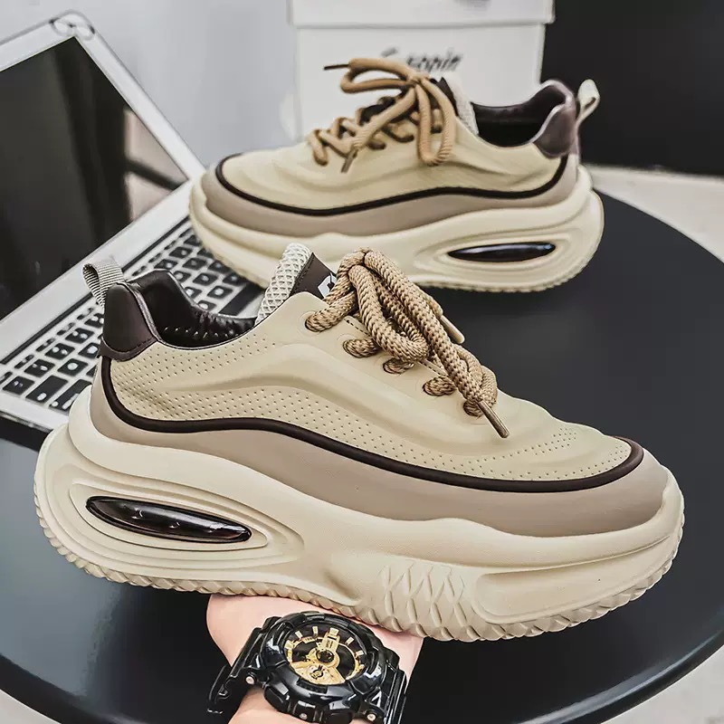 Men's shoes 2025 Spring New breathable sports shoes, men's trendy and versatile thick-soled casual dad shoes for teenagers details Picture