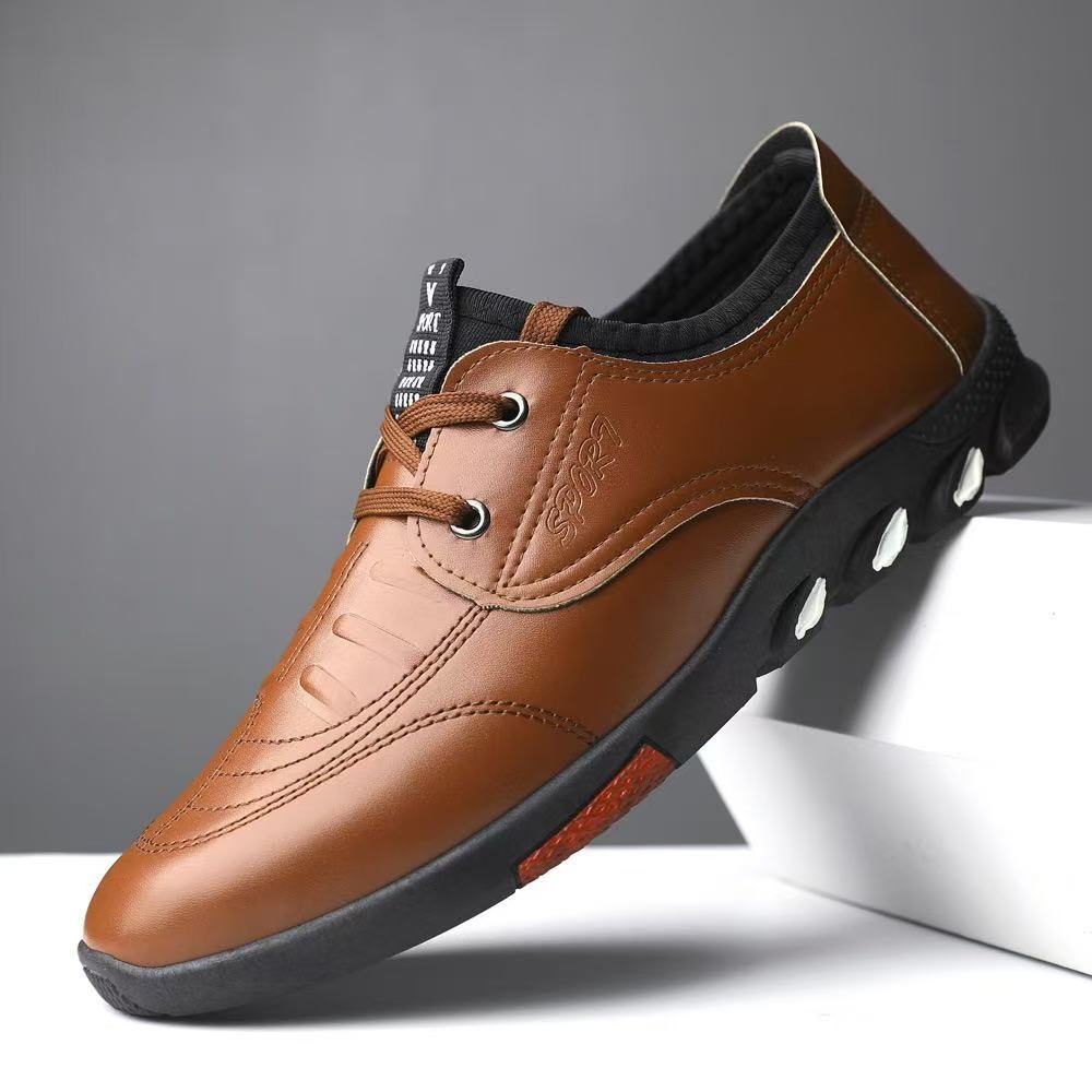 Leather shoes 2025 Autumn/Winter new men's leather shoes with soft soles, comfortable one-step men's casual shoes wholesale, versatile men's shoes Specification drawing