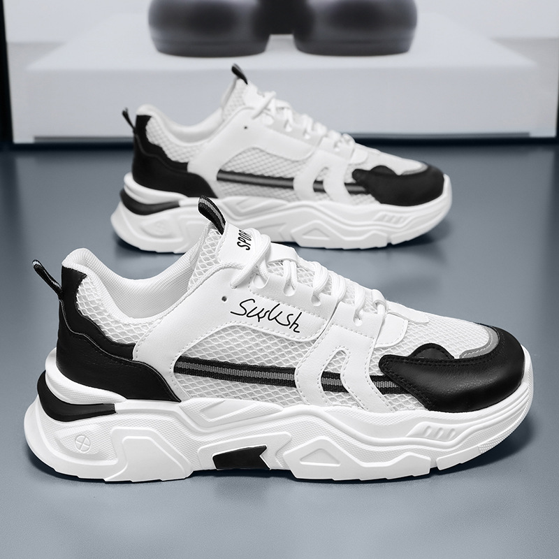Summer men's shoes 2024 new breathable mesh shoes, men's sports shoes, trendy and versatile thick-soled casual dad shoes full figure